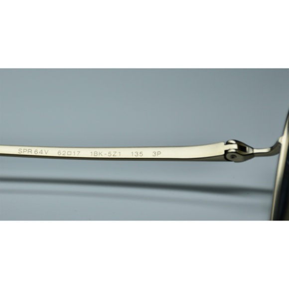 PRADA SPR64V 1BK-5Z1 PALE GOLD METAL POLARIZED GREY PILOT SUNGLASSES. 62mm - Picture 11 of 15